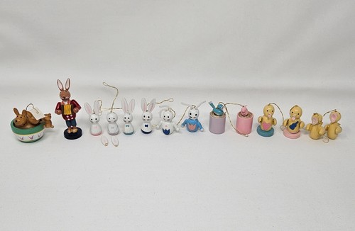 Lot vtg wooden - wooden, hand-painted
