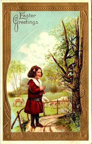 Postcard easter greetings - postcard~easter, greetings~girl