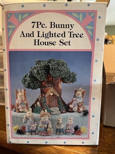 Vintage easter village set 7pc - vintage,