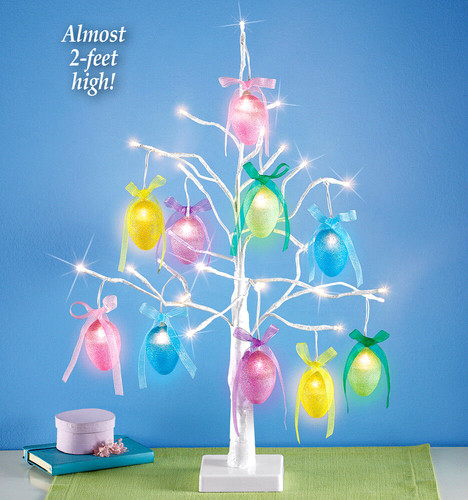 Lighted easter egg metal - metal, tree