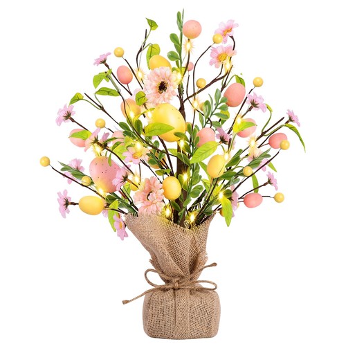 Pink prelit easter egg tree - pink,